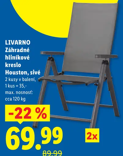 Livarno záhradné hliníkové kreslo Houston, sivé