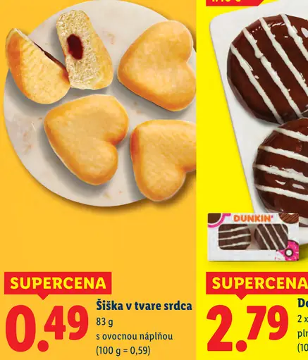 Šiška v tvare srdca s ovocnou náplňou