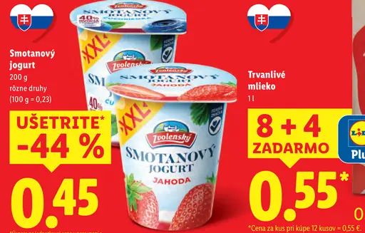 Zvolenský smotanový jogurt 2 druhy