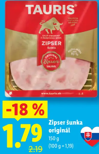 Tauris Zipser šunka originál