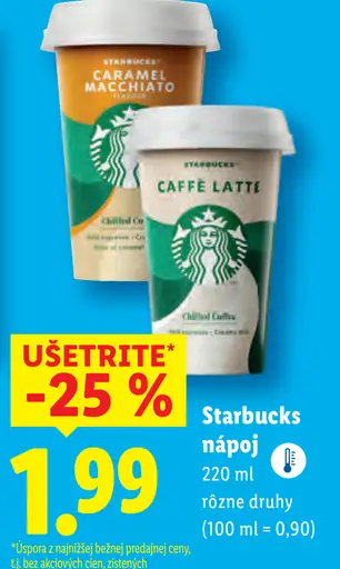 Starbucks kávový nápoj rôzne druhy