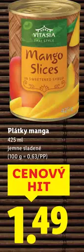 Vitasia Mango plátky jemne sladené