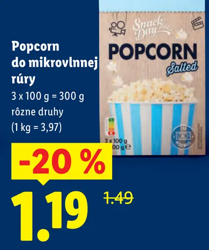 Snack Day Popcorn do mikrovlnnej rúry