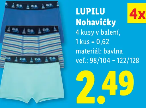 Lupilu nohavičky dievčenské, 4 kusy v balení, bavlna