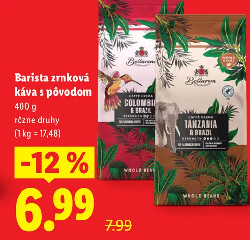 Bellarom barista zrnková káva s pôvodom