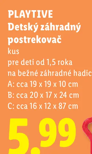 Playtive Detský záhradný postrekovač