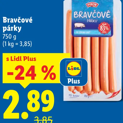Lidl bravčové párky