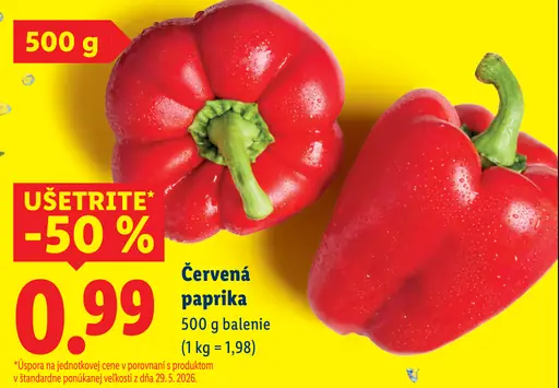 Červená paprika balenie