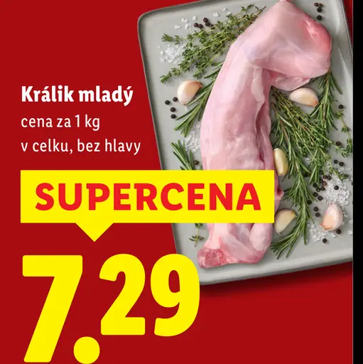 Králik mladý vcelku bez hlavy