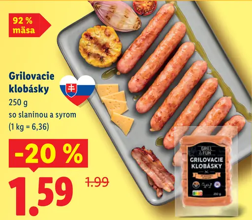 Grill & Fun Grilovacie klobásky so slaninou a syrom