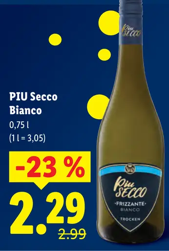Piu Secco Bianco frizzante šumivé víno