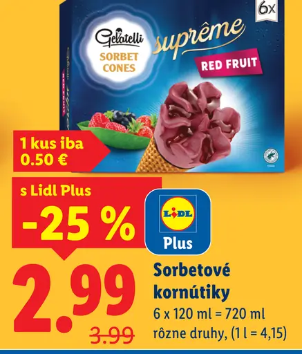 Gelatelli Supreme sorbetové kornútiky red fruit
