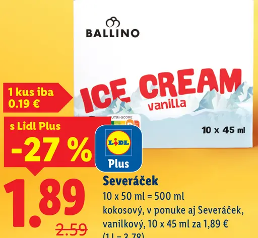 Ballino Seveřáček zmrzlina vanilka