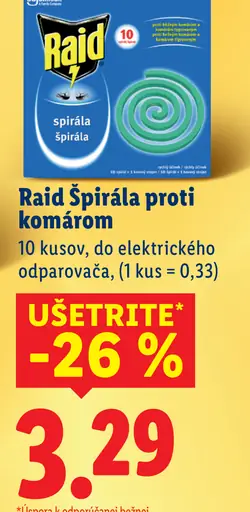 Raid špirála proti komárom do elektrického odparovača
