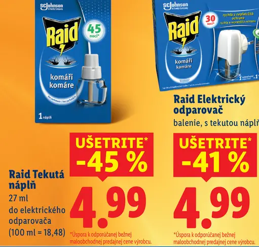 Raid tekutá náplň do elektrického odparovača proti komárom