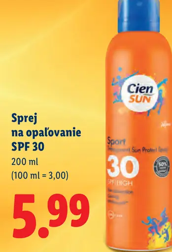 Cien Sun sprej na opaľovanie SPF 30