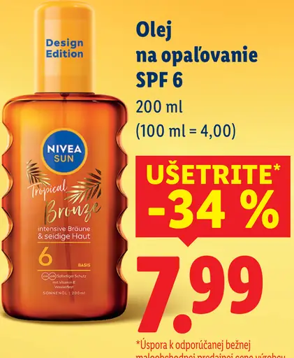 Nivea Sun olej na opaľovanie SPF 6