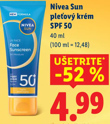 Nivea Sun pleťový krém na opaľovanie SPF 50+