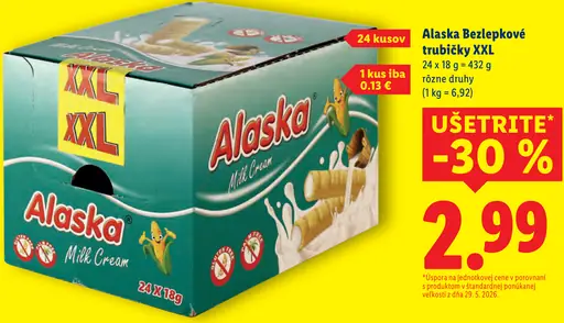Alaska bezlepkové trubičky XXL Milk Cream