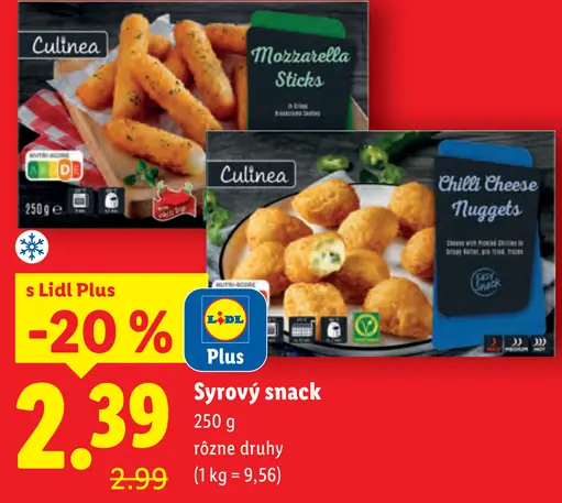 Culinea syrový snack mozzarella sticks, chilli cheese nuggets