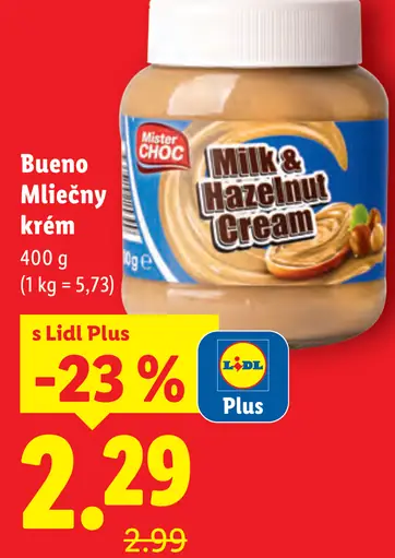 Mister Choc Bueno mliečny krém Milk & Hazelnut Cream