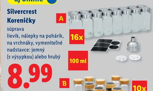 Silvercrest koreničky sada s lievikom a nálepkami