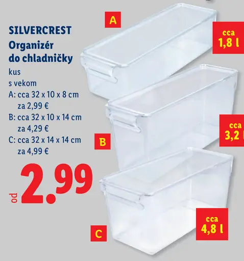 Silvercrest organizér do chladničky plastový s vekom