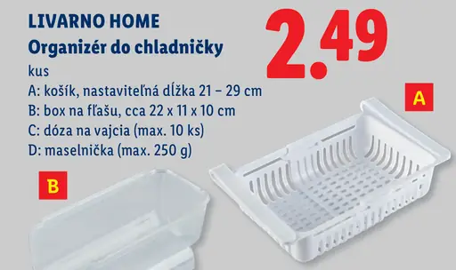 Livarno Home organizér do chladničky košík, box na fľašu, dóza na vajcia alebo maselnička