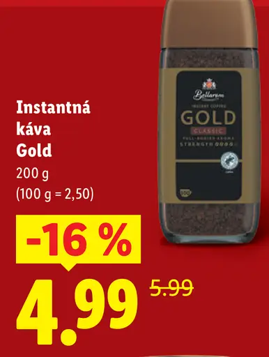 Bellarom Gold instantná káva s pôvodom