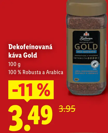 Bellarom dekofeínovaná káva Gold instantná
