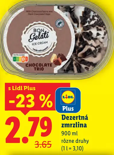 Bon Gelati dezertná zmrzlina rôzne druhy