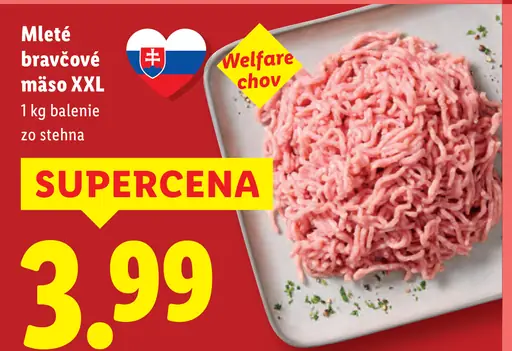 Mleté bravčové mäso XXL zo stehna