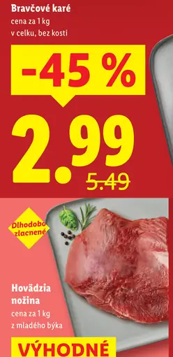 Bravčové karé vcelku, bez kosti