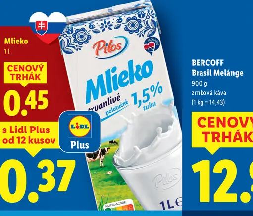 Pilos trvanlivé mlieko 1,5 % tuku
