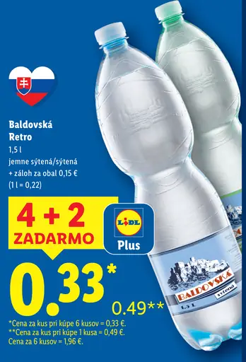 Baldovská Retro jemne sýtená voda