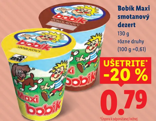 Bobík Maxi smotanový dezert rôzne druhy