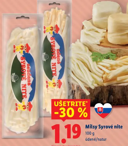 Milsý syrové nite údené alebo natur