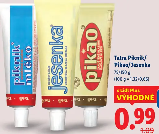 Tatra Piknik trvanlivé mlieko v tube