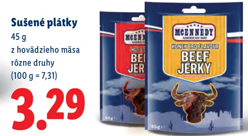 McEnnedy sušené plátky z hovädzieho mäsa