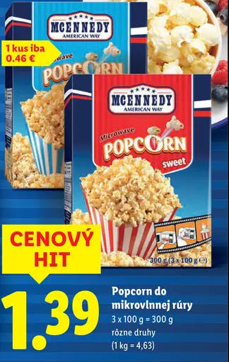 McEnnedy popcorn do mikrovlnnej rúry sweet