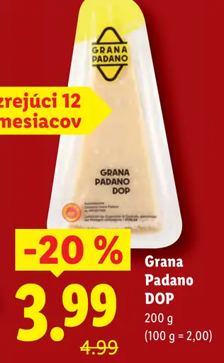 Grana Padano DOP tvrdý syr zrejúci 12 mesiacov