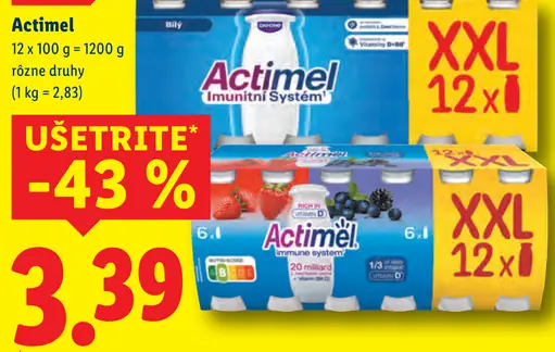 Actimel Imunitní Systém jogurtový nápoj rôzne druhy