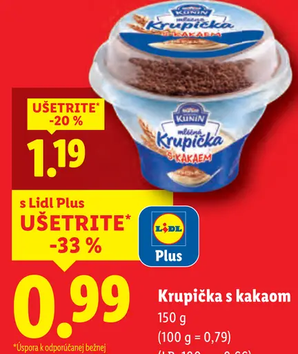Kunín Krupička s kakaom mliečny dezert