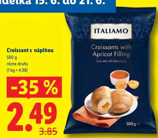 Italiamo croissanty s marhuľovou náplňou