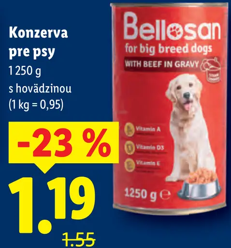 Bellosan konzerva pre veľké psy s hovädzinou