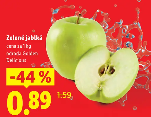 Zelené jablká odroda Golden Delicious