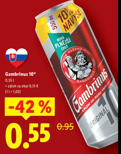 Gambrinus 10° plechovka