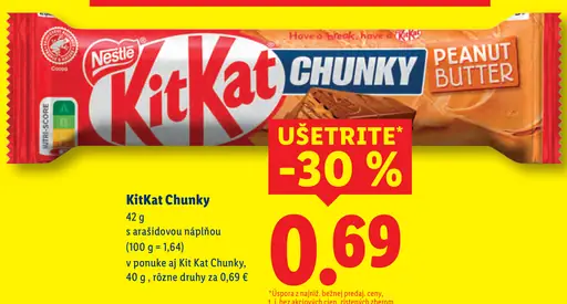 Nestlé KitKat Chunky tyčinka s arašidovou náplňou