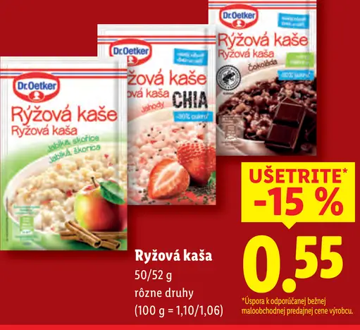 Dr. Oetker ryžová kaša rôzne druhy