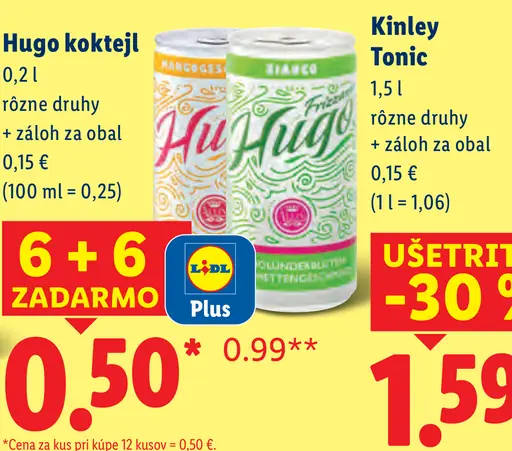Hugo nealkoholický nápoj rôzne druhy plechovka